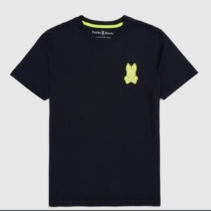 Psycho Bunny very dark navy  T-Shirt with Neon Yellow Logo